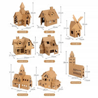 DIY Cardboard House Craft Kit for Kids, Educational Assembly Model Playhouse