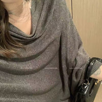 Women's Linen Blend Knit Shawl Cape for Sun Protection