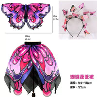 Girls' Butterfly Wing Costume Set with Headband and Tutu Skirt for Performance and Cosplay