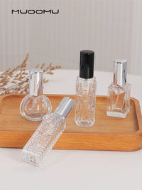 Portable Fine Mist Perfume Atomizer Bottle with Wooden Cap - Refillable Glass Spray Bottle for Travel
