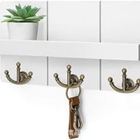 Wooden Wall Mounted Key Holder with Storage Shelf and Hooks for Entryway