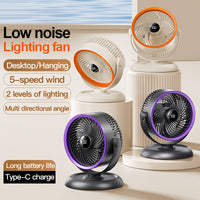 USB Desk Fan with Digital Display, Wall Mountable, Portable for Office and Dorm