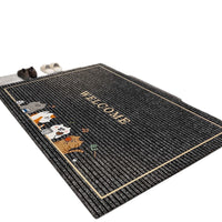 Cartoon Crystal Velvet Entrance Mat Dust Removal Non-Slip Floor Mat for Home