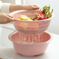 Double-Layer Kitchen Strainer Basket with Bowl for Washing Vegetables and Fruits