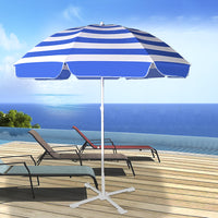 Striped Outdoor Patio Umbrella with UV Protection, Customizable Logo for Commercial and Event Use