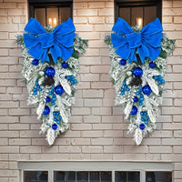 Christmas Flocked Door Hanging Wreath Decoration for Holiday Stair Wall Decor