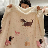 Cute Panda Patterned Sherpa Fleece Blanket, Thick Warm Milk Velvet Throw for Sofa & Napping