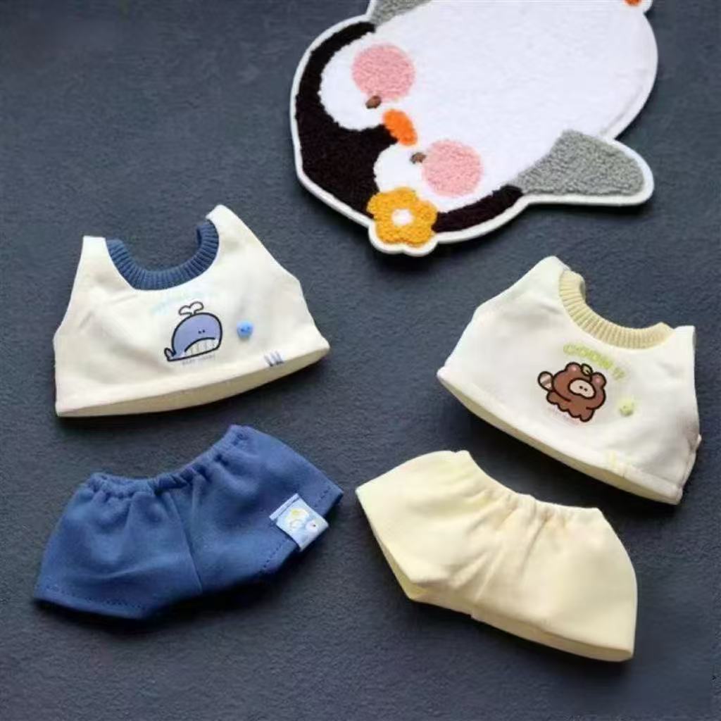 Cotton Doll Clothes Set for 10cm/20cm Plush Dolls - Vest & Shorts Outfits
