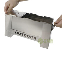 Portable Stainless Steel Camping Wood Stove with Grill Plate