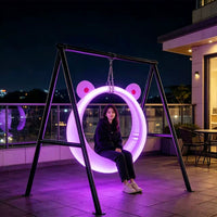 LED Luminous Panda Swing with Moon Chair for Outdoor Garden & Courtyard