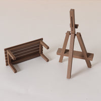 Miniature Dollhouse Simulation Painting Easel and Table Model Accessories