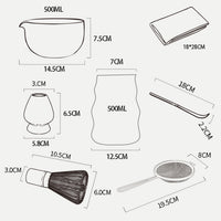 Japanese Style Glass Matcha Tea Set with Whisk and Stand, 7-Piece Kit