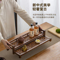 North American Walnut Wood Display Shelf for Tea Sets and Collectibles