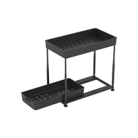 Under Sink Pull-Out Organizer for Bottles and Spices, 2-Tier Storage Rack for Kitchen and Bathroom Cabinets