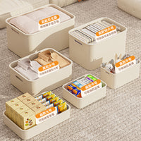 Desktop Storage Box with Lid, Large Capacity Plastic Organizer for Sundries, Toys, Snacks
