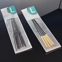 Wooden Handle Anti-scalding BBQ Skewers Stainless Steel Thickened Lengthened Meat Skewers Flat Skewers Grilling Tools