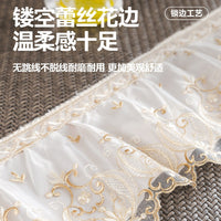 Scalloped Edge Cooling Rattan Sofa Mat for Summer - Non-Slip & Fixed Design