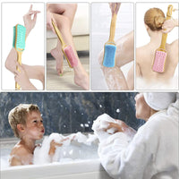 Bamboo Handle Long Bath Brush for Exfoliation and Massage