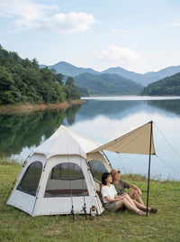 Automatic Hexagonal/Square Camping Tent for 3-6 Person, Waterproof UV Protection Family Outdoor Beach Park Shelter