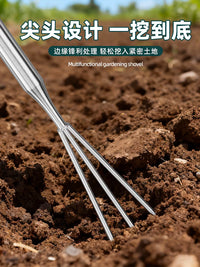 Stainless Steel Garden Soil Loosening Fork and Rake Tool for Potted Plants and Gardening