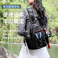 New Waterproof Lure Fishing Bag Multifunctional Shoulder Crossbody Tackle Bag Outdoor Fishing Rod Gear