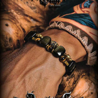Men's Gold Obsidian and Tiger Eye Beaded Bracelet