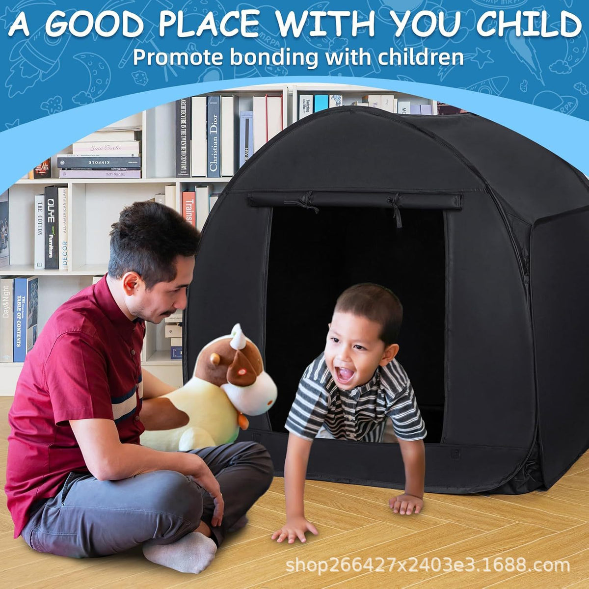 Pop-Up Indoor Blackout Privacy Tent for Sleep and Play