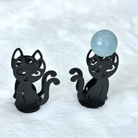 Vintage Cat Metal Stand for Crystal Ball Ornaments and Egg Carvings