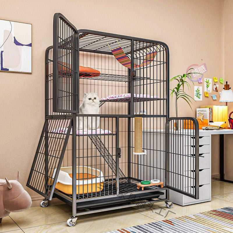 Large Indoor Multi-Tier Cat Cage with Free Space Cat Castle Villa