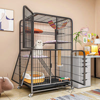 Large Indoor Multi-Tier Cat Cage with Free Space Cat Castle Villa