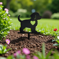 Metal Dog Silhouette Garden Stake Outdoor Yard Art Decoration