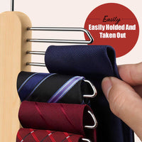 Premium Wooden Tie and Belt Hanger with Multiple Hooks, Space-Saving Design