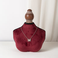 French Vintage Velvet Mannequin Jewelry Display Stand for Necklaces & Pendants