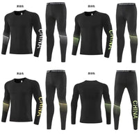 Men's Compression Workout Set for Running, Basketball Training, and Gym - Long Sleeve Shirt & Pants