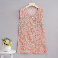 Women's Sleeveless Cotton Cardigan Vest for Middle-Aged and Elderly, Button-Front