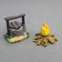 Miniature Retro Bonfire Well Water Feature Micro Landscape DIY Model