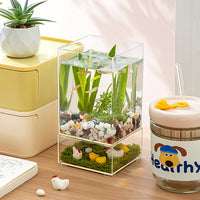 Mini Betta Fish Tank Small Aquarium for Shrimp and Desktop Decor