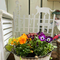 Decorative Iron Cat and Flower Fence Climber Garden Stake for Outdoor Yard Decor