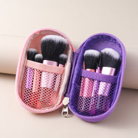 10-Piece Mini Makeup Brush Set with Crystal Handles and Portable Bag