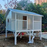 Kids Outdoor Wooden Playhouse with Slide for Garden and Yard