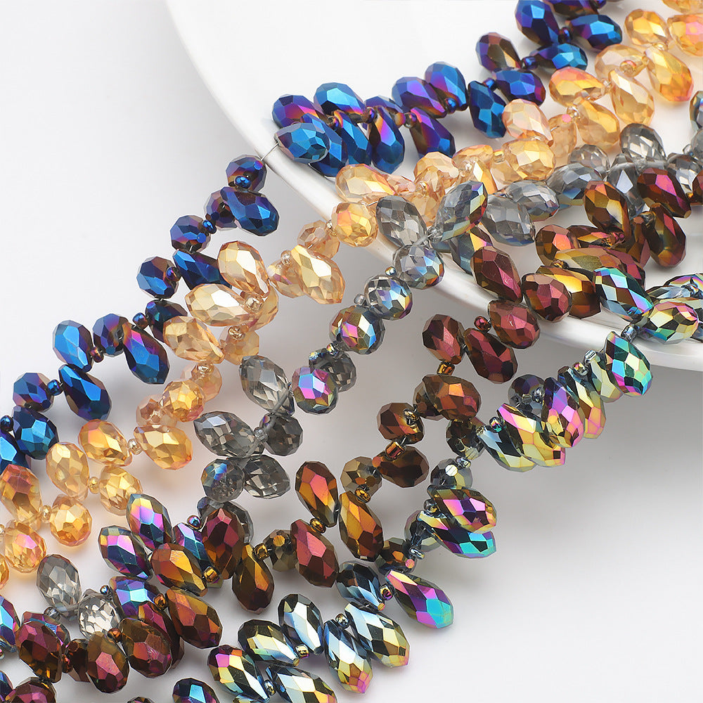 Iridescent Teardrop Crystal Glass Beads for DIY Jewelry Making, 8x13mm