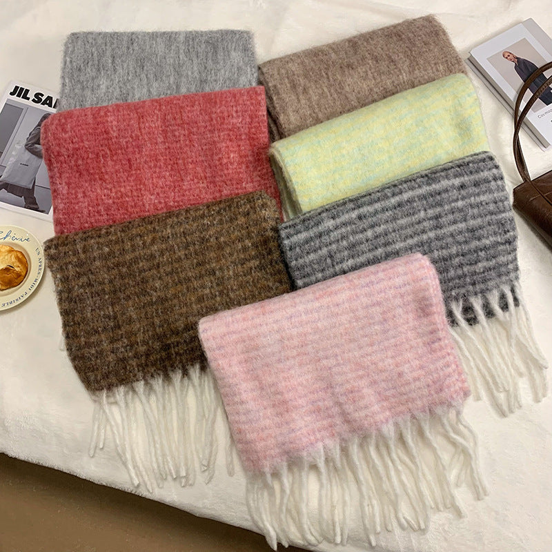 Wool Blend Knitted Scarf Shawl for Women, Thickened Warm Winter Wrap