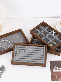 Walnut Grain High-Grade Jewelry Tray for Home and Display - Ring, Earring, Necklace Organizer