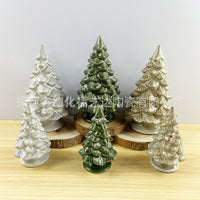 Miniature Ceramic Christmas Tree Figurines for Micro Landscape Decor