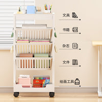 Multifunctional Rolling Storage Cart with Wheels, 5-Tier Bookshelf and Organizer for Classroom, Office, or Kitchen