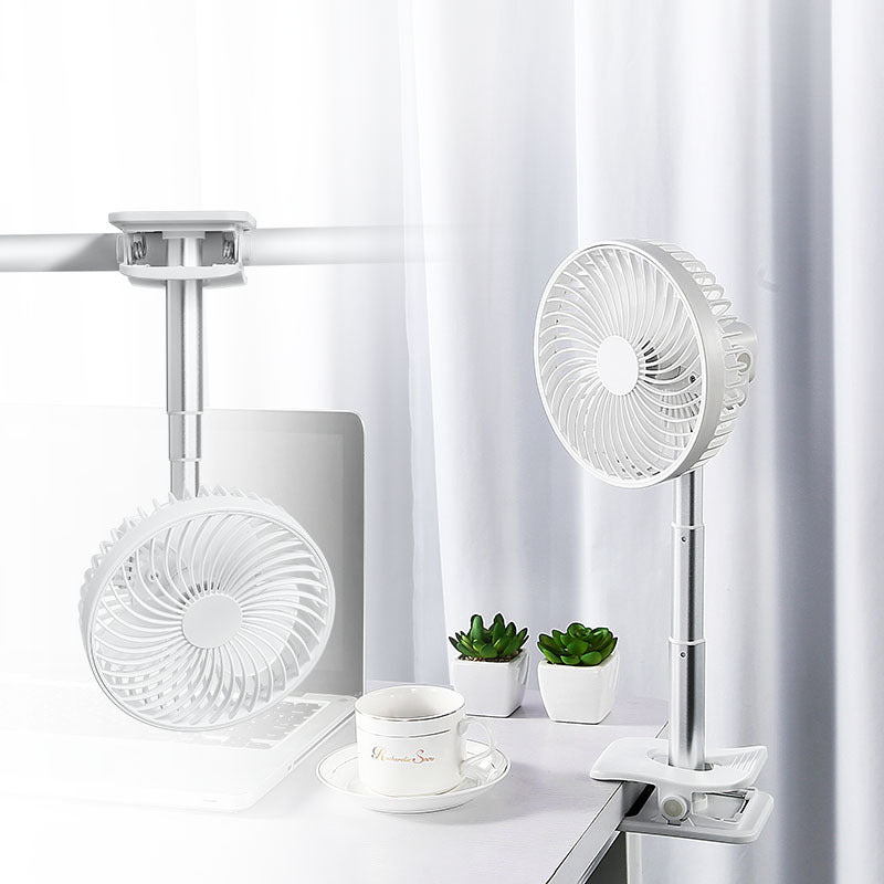 USB Rechargeable Telescopic Camping Fan with Clip and Timer, 360-Degree Rotation, Portable Desk Fan