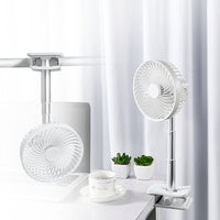 USB Rechargeable Telescopic Camping Fan with Clip and Timer, 360-Degree Rotation, Portable Desk Fan