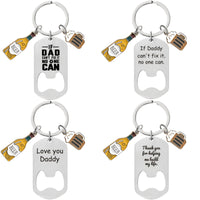 Stainless Steel Keychain with DIY Engraving Pendant, Bottle Opener, Gift for Boyfriend/Father's Day