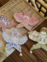 Embroidered Kite Hairpin Brooch for Hanfu Traditional Chinese Attire