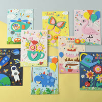 Teacher's Day Greeting Card DIY Kit for Kids, Cartoon Handmade Birthday Blessing Card with Envelope